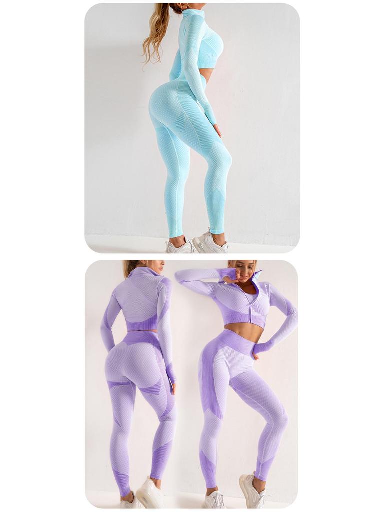 Seamless Yoga Set: Shockproof Sports Bra, Zipper Top, Quick-Dry High-Waist Hip-Lifting Pants