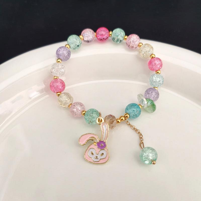 Sanrio Popcorn Crystal Beaded Bracelet: Strawberry Bear & Kuromi Cartoon Charm - Perfect Christmas Gift for Besties