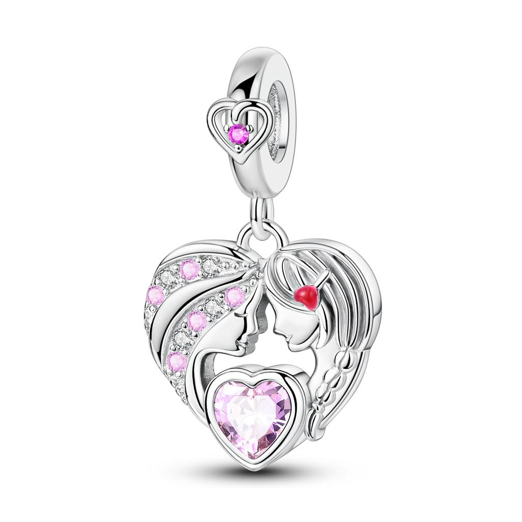 Copper Love Mother Heart Charms Beads Fit Original Bracelet Charm Diy Jewelry Gift For Woman