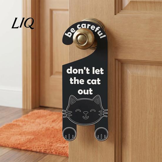 Cat Cafe Decorative Hanger Warning Door Handle Sign, Wooden Cartoon Hanging Reminder, Pet Universal Sign Safety Knob Hanger, for Bedroom And Entryway