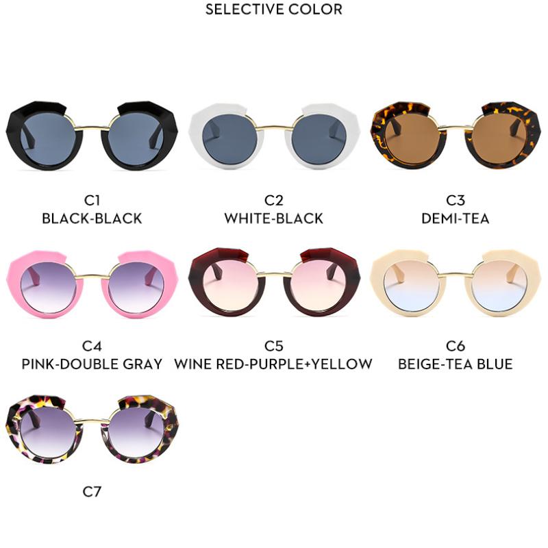 Women's Sunglasses, Fashionable Round Sunglasses, Thick-rimmed Sunglasses.