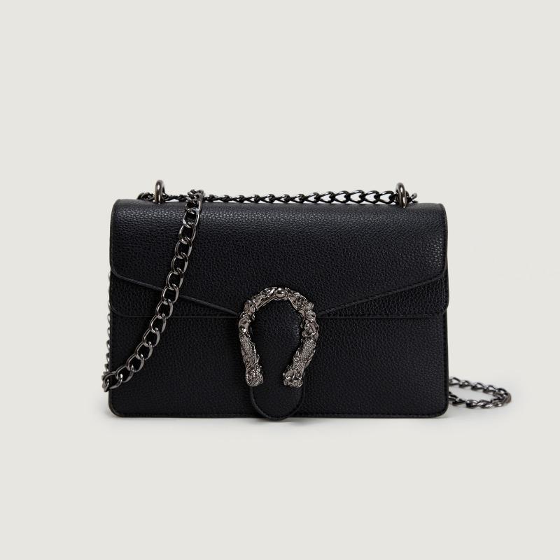 

Lychee pattern messenger bag texture high-end niche bag women s versatile chain small square bag trendy women s bag чёрный