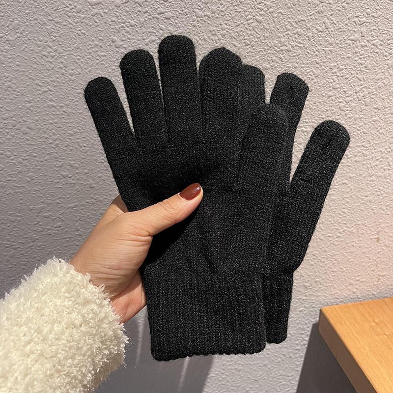 Womens Thick Knit Gloves For Winter Fashion Touchscreen Compatible Comfortable чёрный