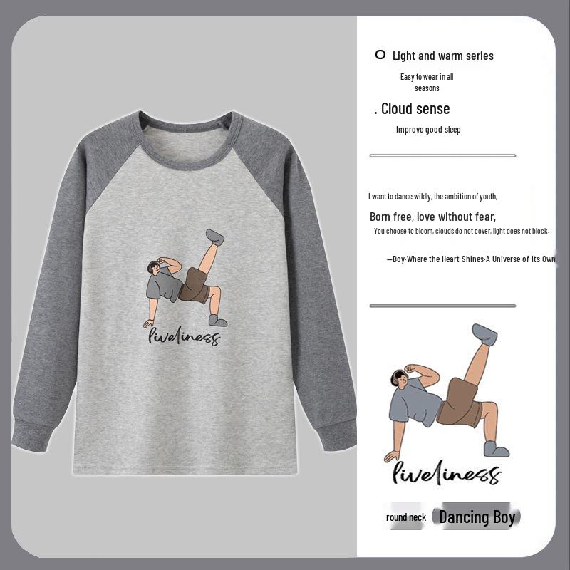 Children's Pure Cotton Flannel Thermal Pajamas - Boys' Teenage Autumn Layer