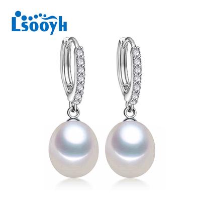 LSOOYH Natural Freshwater Pearl Long Earrings For Women Fashion Hoop Earrings Pearl Jewelry