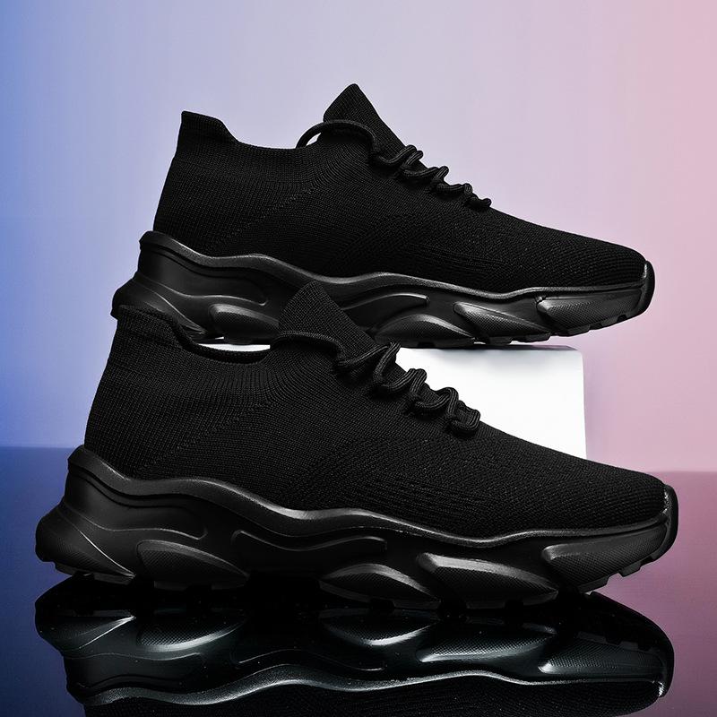 2025 Summer New Flying Woven Shoes Men's Deodorant Mesh Breathable Sports Shoes Soft Sole Lightweight Casual Shoes