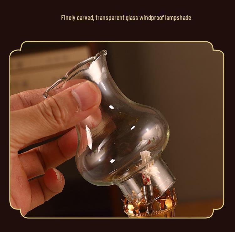Colorful Glass Ghee Lamp for Buddha, Windproof Kerosene Oil Lamp, Dimmable and Everlasting, Perfect for Worship.