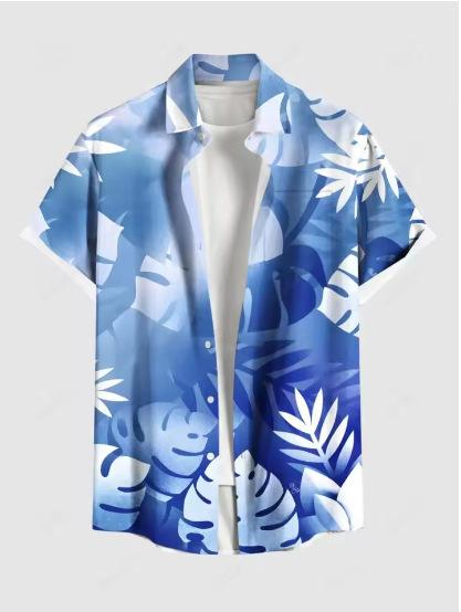 Fashion Men's Hawaiian Shirt 3D Printed Short Sleeve Button Down Lapel Shirt Summer Oversized Top