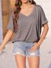 Women's V Neck Oversized Short Sleeve T Shirt Loose Summer Top