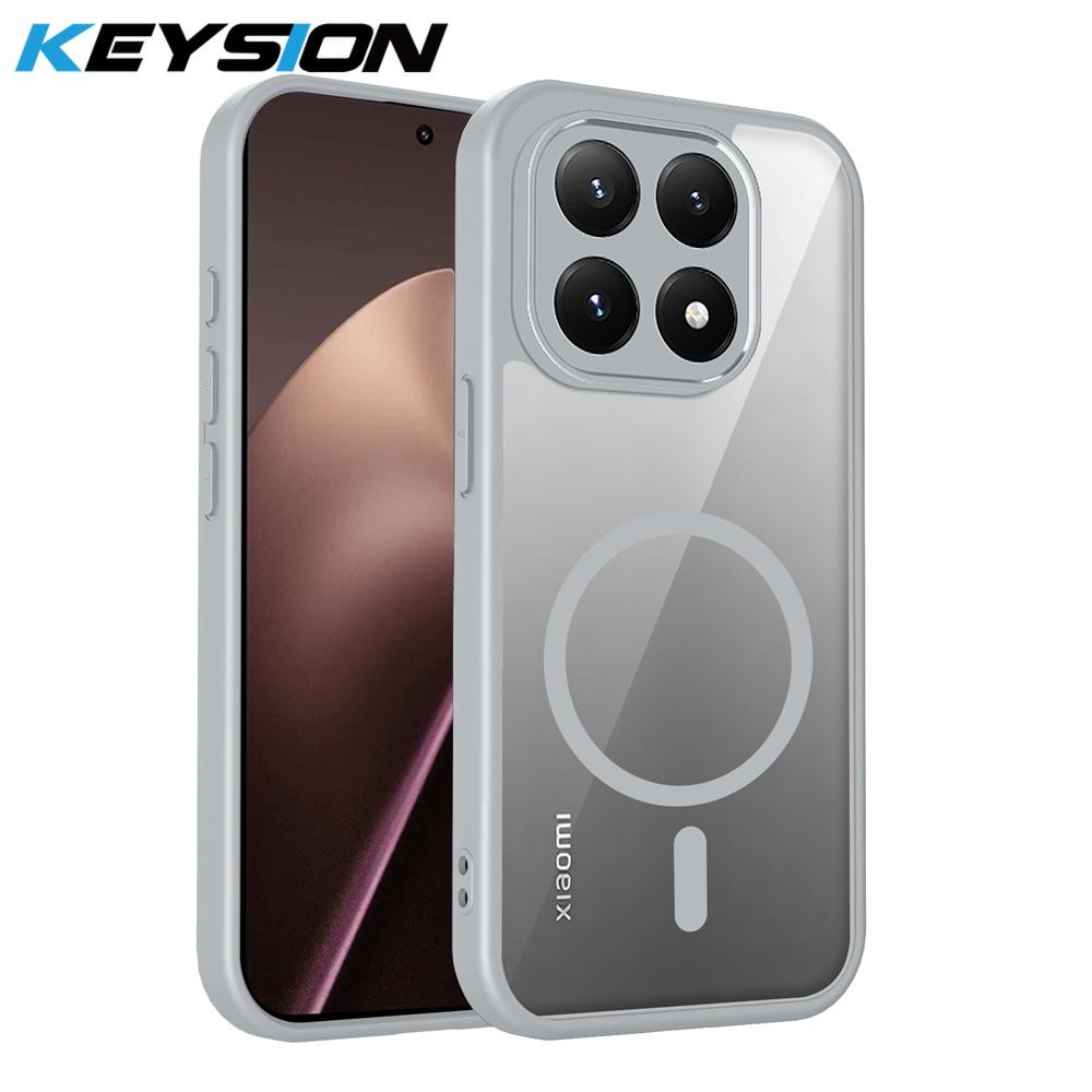 KEYSION Transparent Magnetic Phone Case for Xiaomi 15T Pro 5G Soft Silicone+PC HD Clear Shockproof Back Cover for Xiaomi 15T 5G