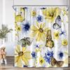 Watercolor Floral Shower Curtain Colorful Flower Blossom Butterfly Plants Bathroom Decoration Modern Bathtub Curtain with HooksW