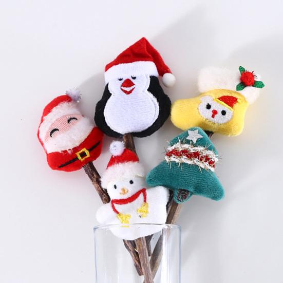 5Pcs Cat Chew Toy Lovely Santa Snow Doll Penguin Lucky Bag Teeth Cleaning