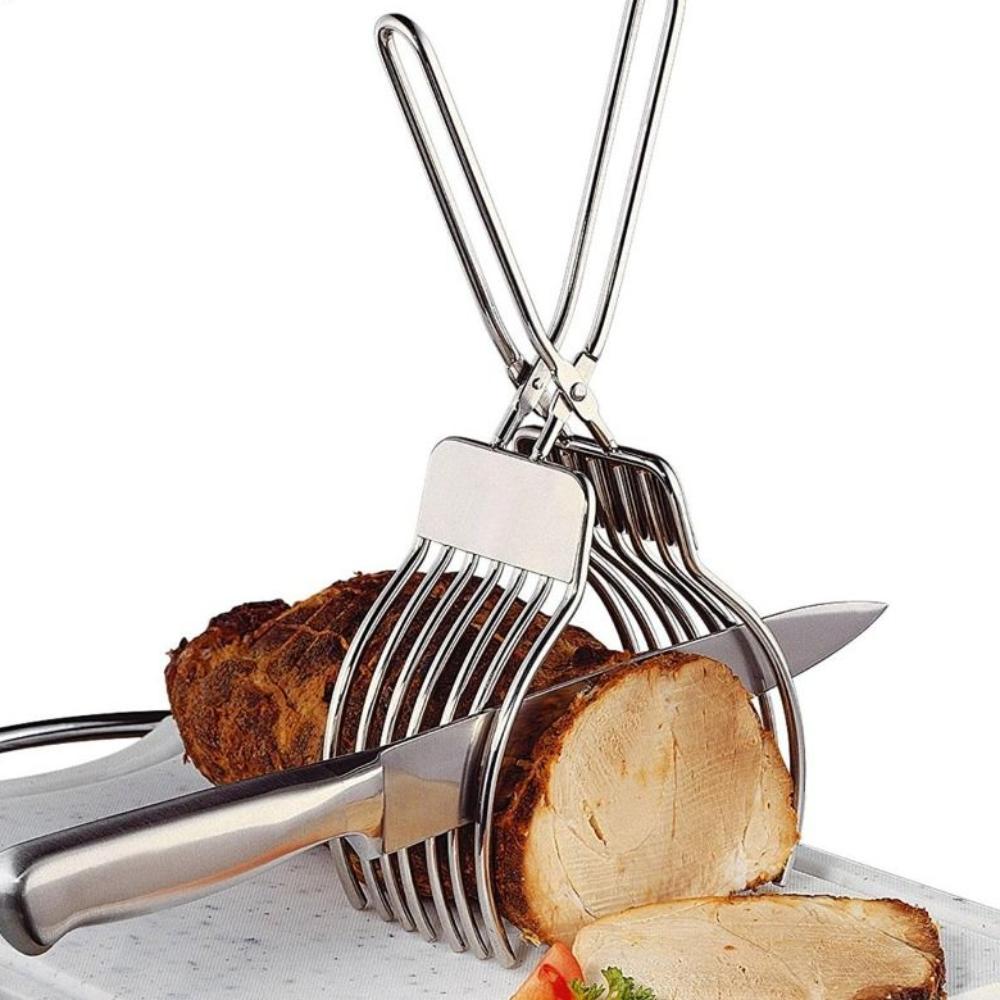 

Durable Bread Slicer Easy To Clean Stainless Steel Tongs Roast Beef Cutting Tongs Food Preparation