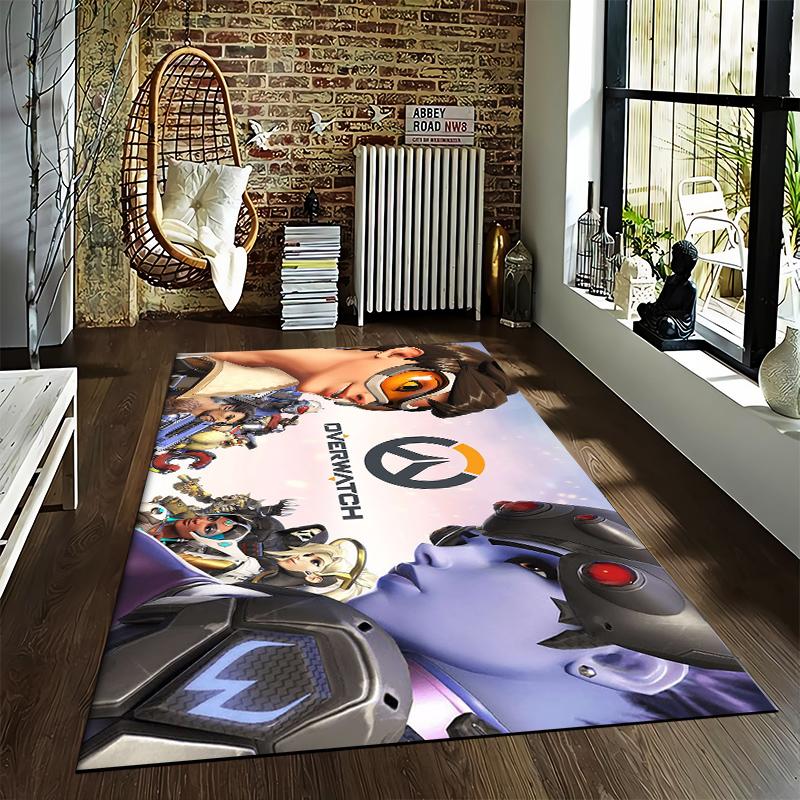 Overwatch Faction Printed Flannel Carpet Non-Slip Suitable for Bedroom, Living Room, Children's Room Decoration