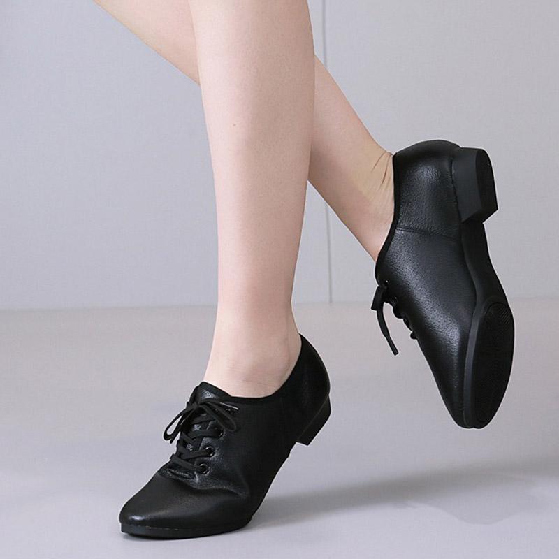 Neue 2cm Flache Sohle Tanzschuhe Echtes Schweinsleder für Ballettlehrer Square Dance Klassisches Üben Sneaker