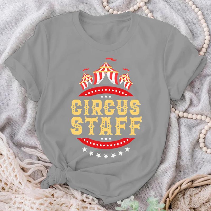 Cirkusový personál potisk tričko léto ležérní krátký rukáv tričko móda volná trička
