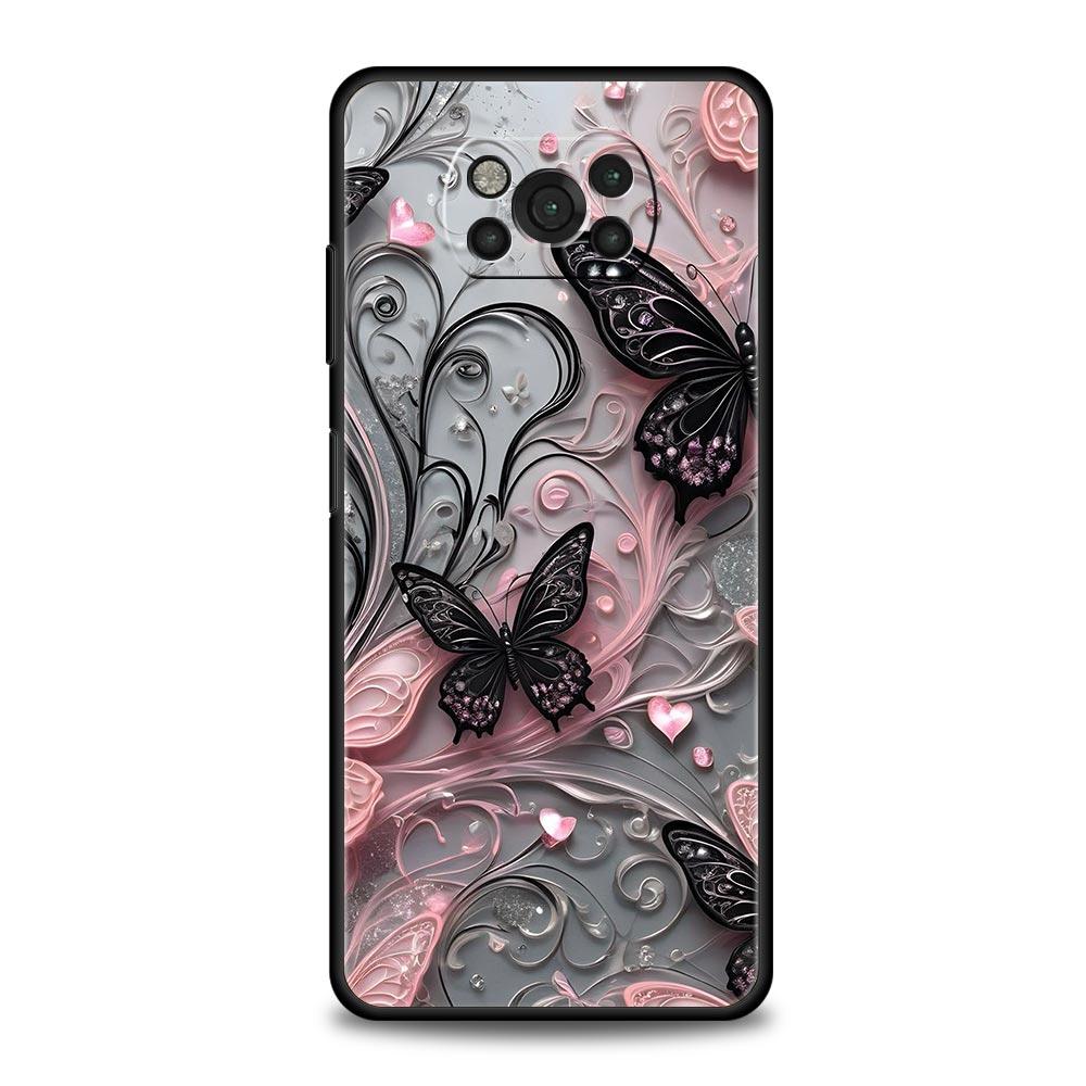 Fashionable Butterfly Flower Pattern Phone Case Cover  for Xiaomi Poco F7 Ultra F6 F5 F4 F3 X6 X5 X4 X3 NFC C51 C55 GT Soft TPU