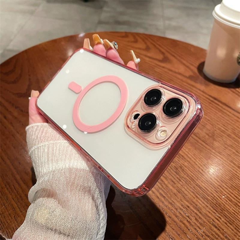 Luxury Transparent Wireless Charging Magnetic Phone Case For iPhone 11 12 13 14 15 Pro Max Plus Magsafe Clear Bumper Cover