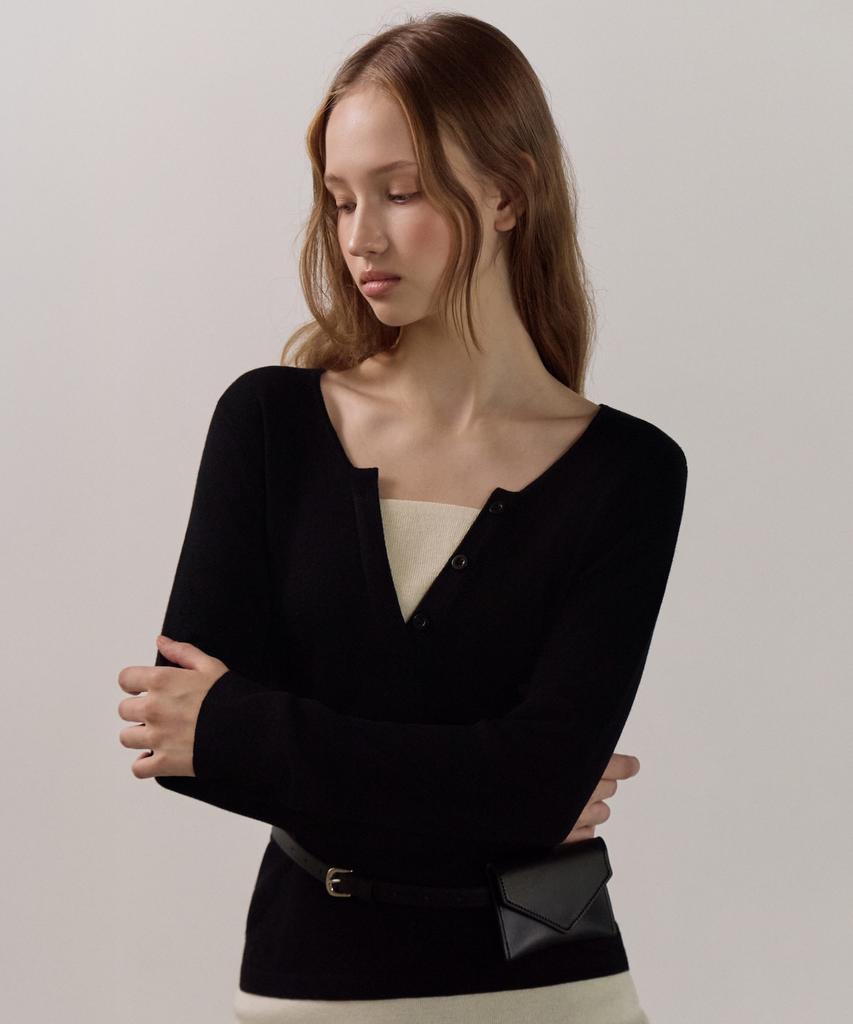 ELLIOTI V-Cut Layer Knit Ts_4Color
