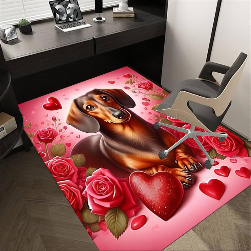 

1 шт. Такса Сердца Очень Большой Нескользящий Ковер для Пола, Офис, Семья, Спальня Большой Ковер для Помещения, Яркие Цвета 60cm by 90cm