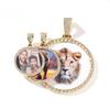 New European American Cross-border XL Large Round Photo Pendant Necklace, DIY Custom Hip Hop Medallion, Gold / Silver / Rose Gold Plated