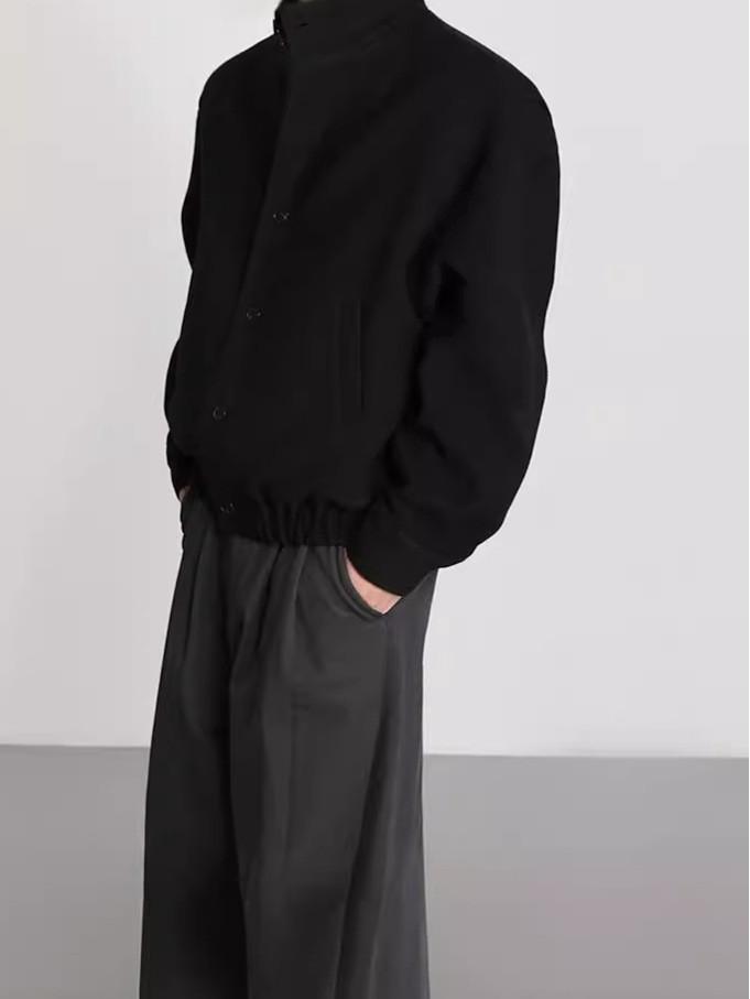 Men's High-End Woolen Stand-Collar Jacket - Korean & British Style Trend for Autumn/Spring