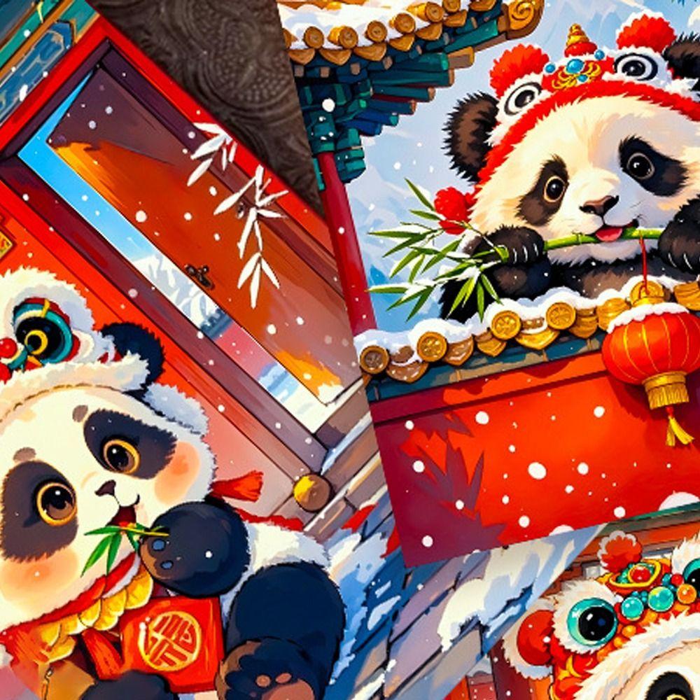 6pcs Chinese Style New Year Panda Red Envelopes Traditional Lucky Money Packets  Bonus