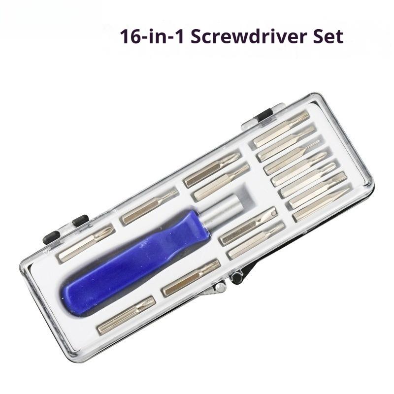 Screwdriver 16-in-1 Set Phillips Flat Bits Portable Multi-Purpose Screwdriver Cell Phone Laptop Repair Tool Kit
