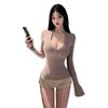 Women’s Deep V Slim Fit Long Sleeve Top - Sexy Brushed Base Layer T-shirt