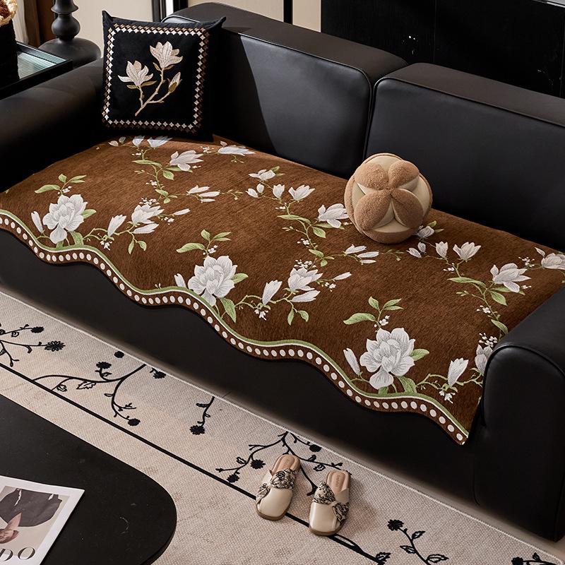 Retro Special-Shaped Sofa Cushion Universal In All Seasons, New Leather Sofa Seat Cushion, Non-Slip Light Luxury High-End Sofa Cover Towel