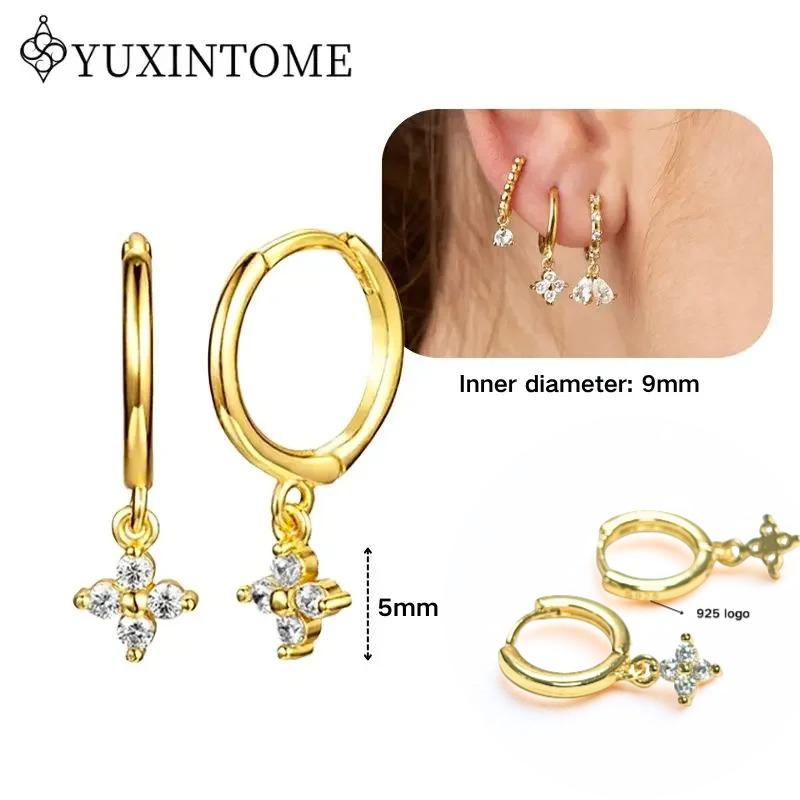 Dames 925 Zilveren Oorstekers Kristal Zirconia Waterdruppels Stud Hoops Goud Huggie Oorbellen Premium Luxe Feest Sieraden