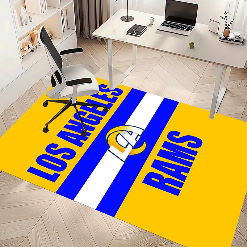Los Angeles Rams Logo Print Area Rug - Soft, Washable Non-Slip Indoor Mat for Office Chairs, Living Room, Home Office Decorative Rug