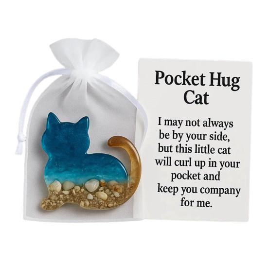 Yousheng Pocket Hug Animal with Positive Card Emotional Support Resin Animal Token Mini Dog Turtle Octopus Clover Angel Statue Inspirational Gift