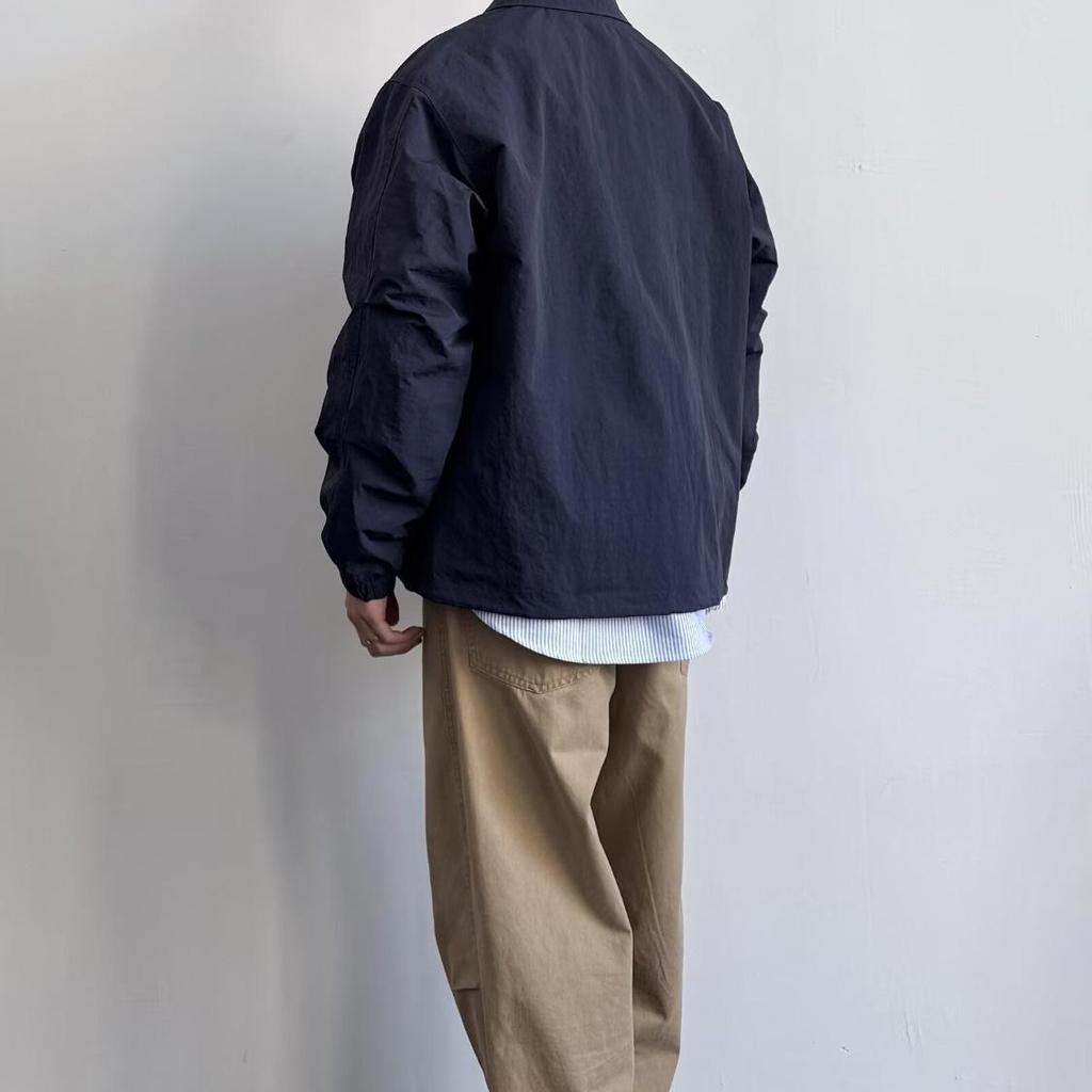 Men's Japanese Retro Turn-Down Collar Jacket - Solid Color, Casual Loose Fit for Spring and Autumn