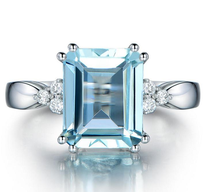 Set Kratopaz Engagement Ring, Noble Plated 18K Colored Sapphire Ring Jewelry