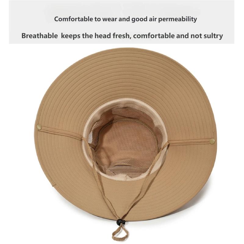 Adjustable Wide Brims Sun Hat For Men With Removable Top Panel Breathable Outdoor Fishing Cap Sun Protections