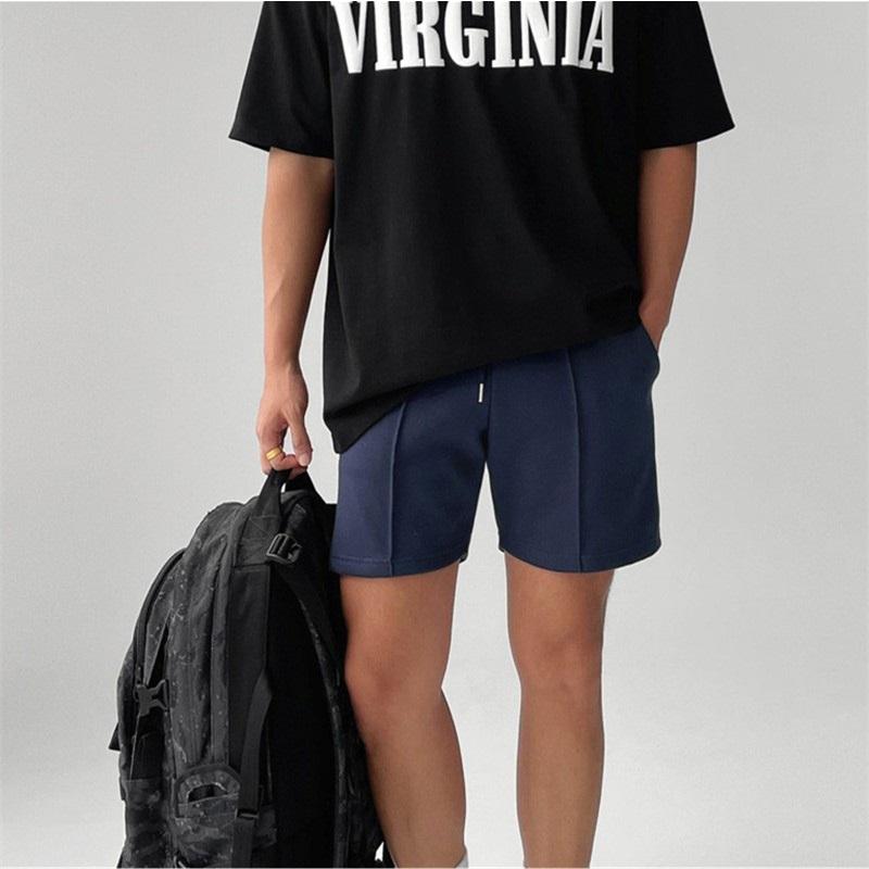 Trendy American Casual Shorts Men's Summer Sports Quarter Pants Solid Color All-match Running Training Pants