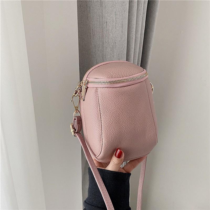 Fashion Leather Small Bag Women's New Versatile First-layer Cowhide Shoulder Messenger Bag Shell Bag Mobile Phone Bag