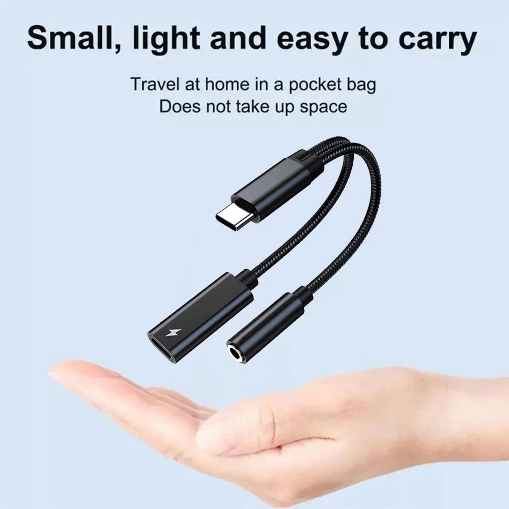 Universal 2 In 1 USB C Splitter Multi-Function Type-C To AUX Adapter Headphone Use