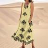 Women's Summer Casual Fashion Flower Printed Sleeveless  Pocket Dress