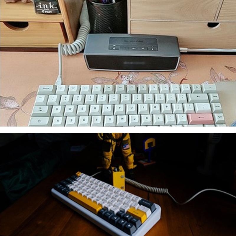 USB C Port Coiled Cable Wire Mechanical Keyboard GH60 USB Cable Type c USB Port for Poker 2 GH60 Keyboard Kit DIY