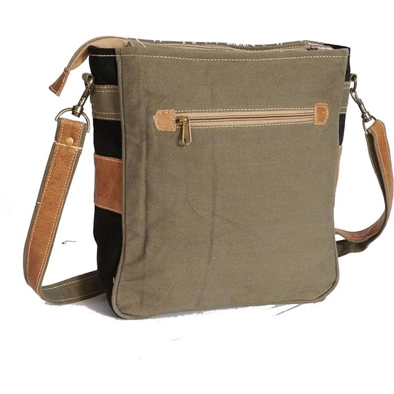 SEL De MER Upcycled Blossom Print Canvas & Leather Shoulder Bag, Canvas Crossbody Bags, and Leather Shoulder Bag, Crossbody Bag for Women.