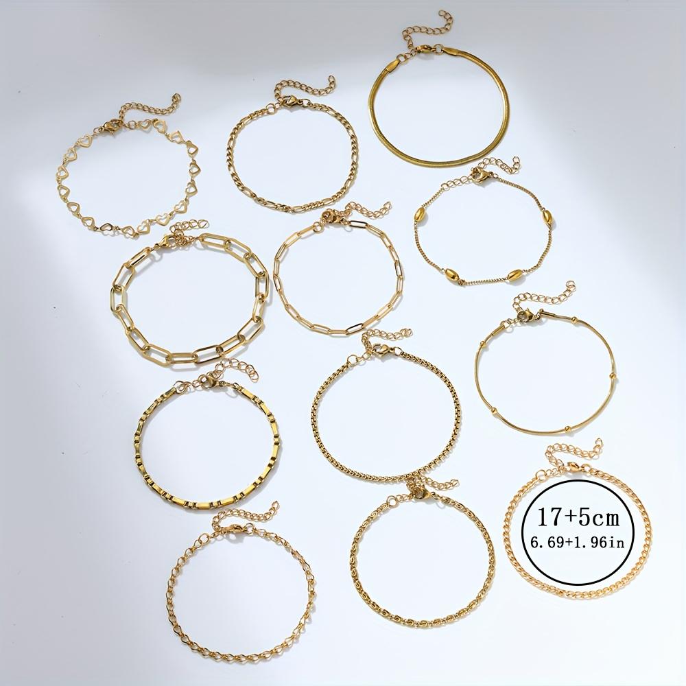 12PCS Women's Stainless Steel Bracelet Set, Elegant Jewelry Set for Women, Suitable for Daily Wear, Party Accessories and Gifts