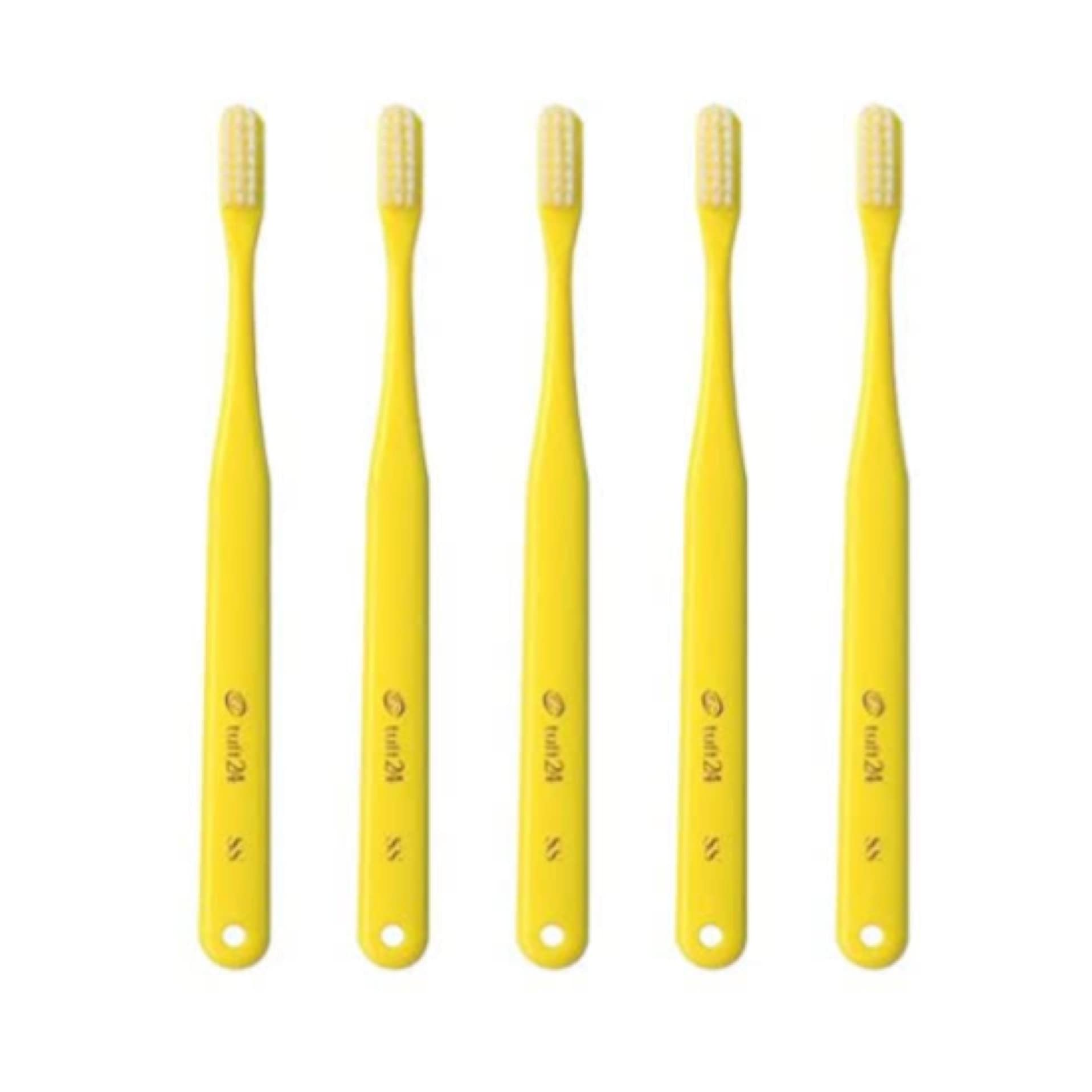 

for dental Oral care Toothbrush that removes plaque Tuft 24 M Yellow with cap [Toothbrush use] [15 pieces] (medium) жёлтый