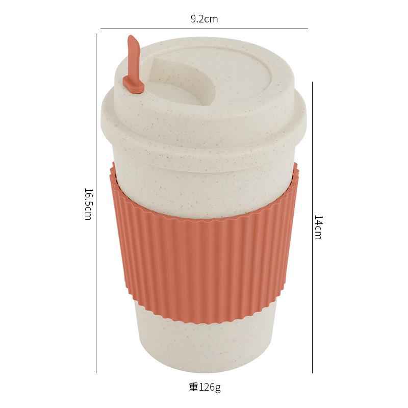 

Кофейная чашка из пшеничной соломы, стакан для воды, стакан для смешивания, пластиковая чашка латте высокого класса, кружка с крышкой 401-500ml розовый