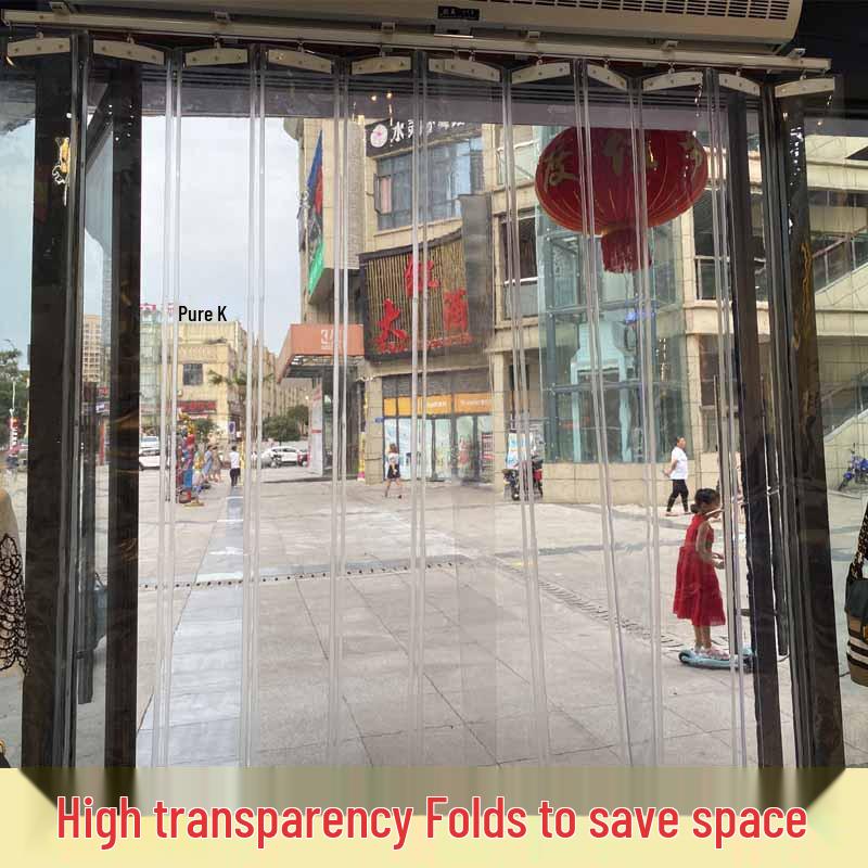 PVC Transparent Sliding Door Curtain - Windbreak, Rainproof, Household Partition