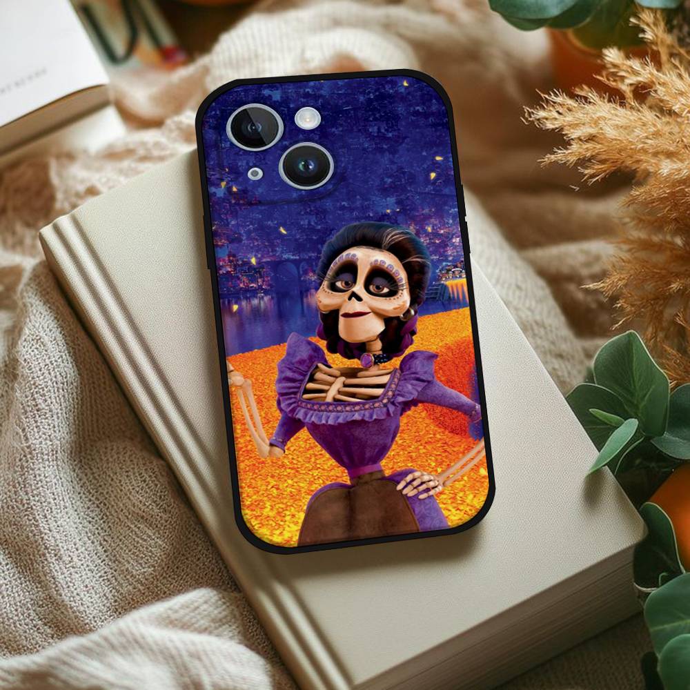 Movie Cartoon C-Coco Phone Case For IPhone 1716 15 14 13 Pro Max 11 12 Mini X Xs XR Black Silicone Cover
