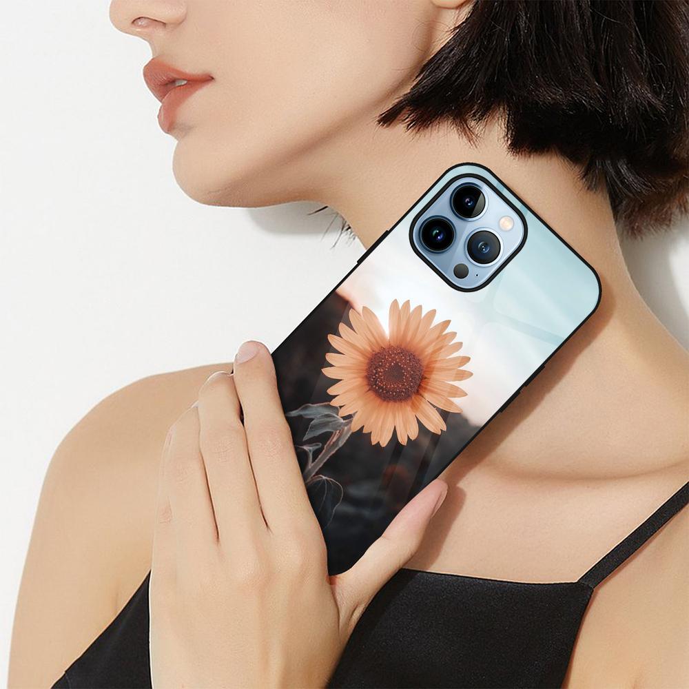 Husa de telefon cu flori de floarea soarelui, cu flori, pentru Iphone 14 13 11 12 Pro Max Mini Xs Xr X 7 8 6s Plus Se 2022 Husa din sticla securizata Coque