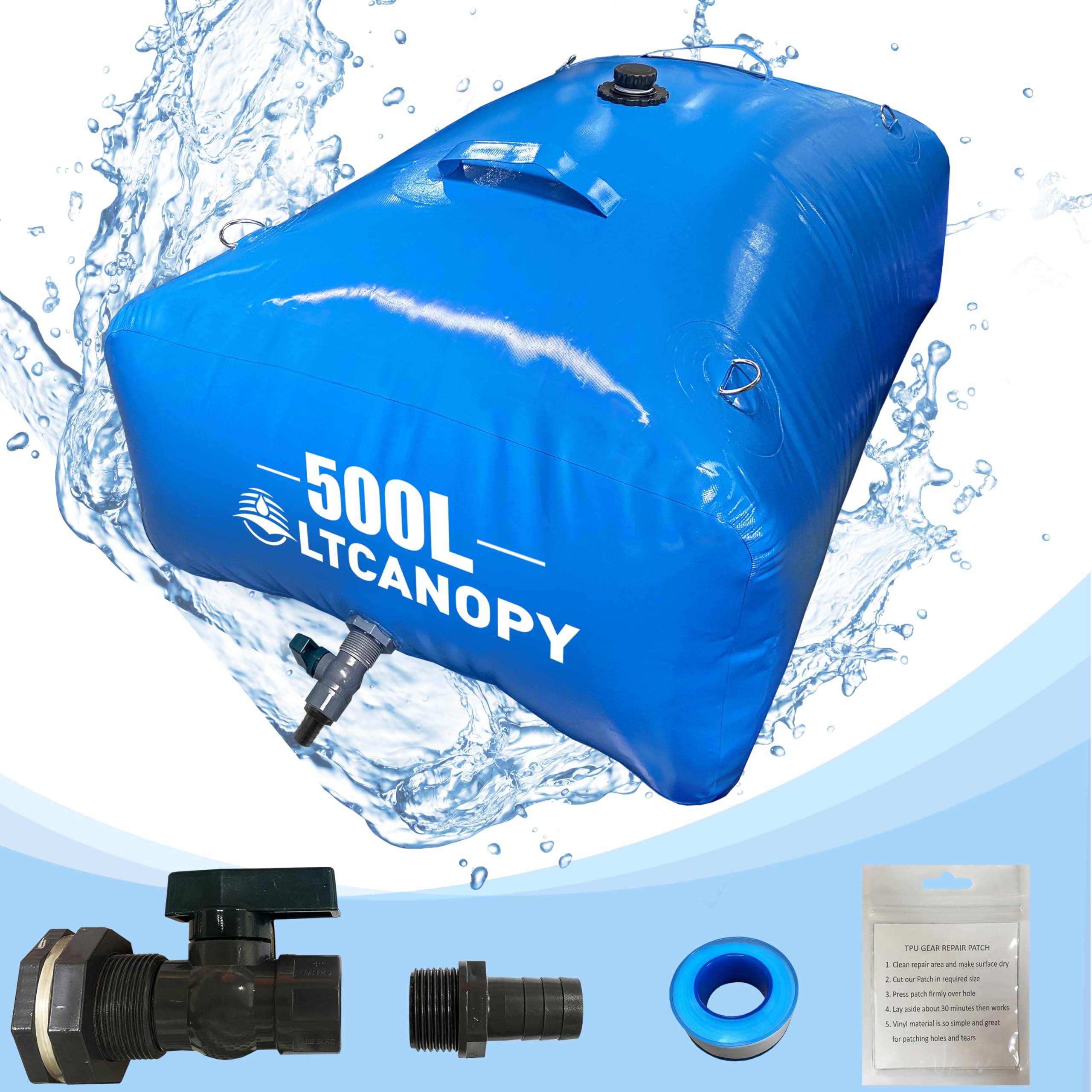 

LTCANOPY Water Agricultural Emergency Water Supply and Storage Drought Fire Fighting Water Storage Bladder 500L Tank, Irrigation, Tank, Resistant,