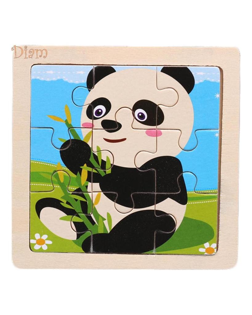 TOYS & TOTS 9Pcs Wooden Cartoon Animals Jigsaw Puzzle Learning Education Panel Kids Toys